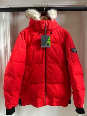 Woods McBride Down Parka Red Fur Trim - New With Tags